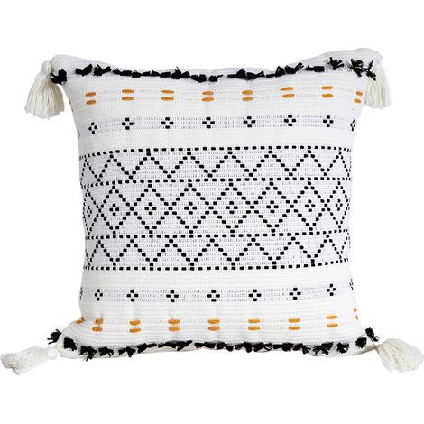AIDUCHO Lot De 2 Housses De Coussin Décoratives Avec Pompons - Style Bohème - Pour Canapé, Chambre, Salon, Voiture - 45 X 45 Cm (1/5)