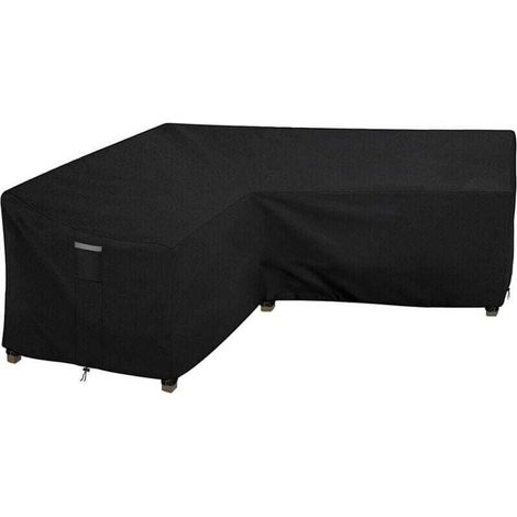 Housse Salon de Jardin en L Imperméable, Tissu Oxford 210D, Coupe-Vent, Anti-UV Housse de Protection Canapé Extérieur en Forme(215x215x87x80cm) - Noir