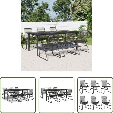 vidaXL Salle à manger extérieure - Ensemble à manger de jardin 7 pcs Noir Rotin PVC (1/5)
