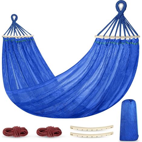 Filiyano-Hamac d'extérieur, ultra doux et respirant, hamac en maille de nylon frais avec bois (1/5)