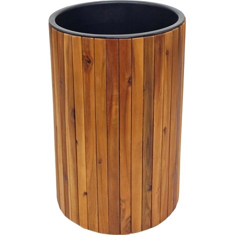 [NEUWERTIG] Pflanzkasten HHG-583, Pflanzkübel Blumentopf Blumenkasten, rund 50x34cm Outdoor Akazie Holz MVG-zertifiziert, braun