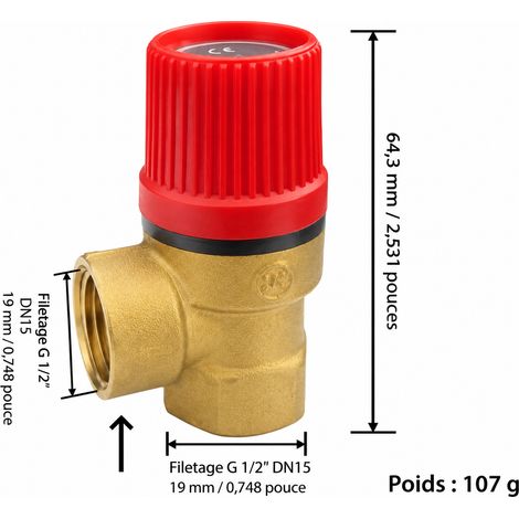 Soupape de sécurité en laiton DN15 taraudage femelle 6 bar 4 6bar dn15 0.6 500 g – Livraison gratuite