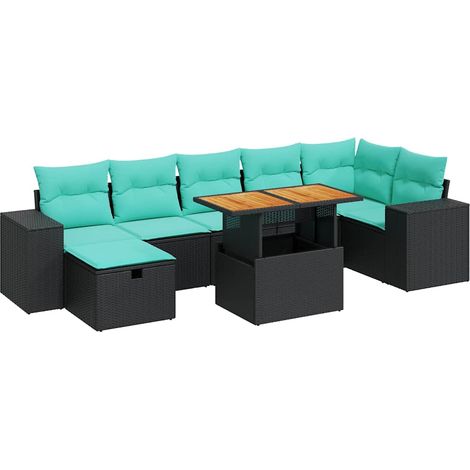 Maison Exclusive - Set Divano da Giardino 8pz con Cuscini Grigio Polyrattan Acacia (1/5)