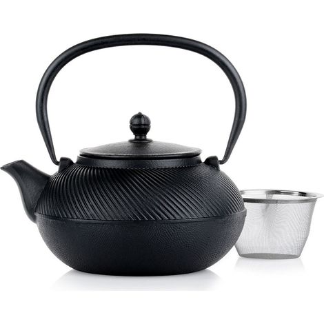 Emaillierter Teekessel aus Gusseisen mit Teesieb, Gusseisenlinie, 1 l (1/5)
