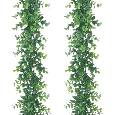 Plante de guirlande de faux eucalyptus, vignes artificielles suspendues feuilles d'eucalyptus guirlande de verdure pour décor de mur d'arc de toile de fond de mariage, (1/5)