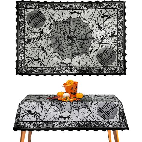 Nappe Halloween, Nappe Table Halloween, Nappede décoration d'halloween, Chemin de Table Toile Araignée pour Décoration de fête d'halloween, MaisonhHantée, Cour, Jardin (Grande Toile) (1/5)