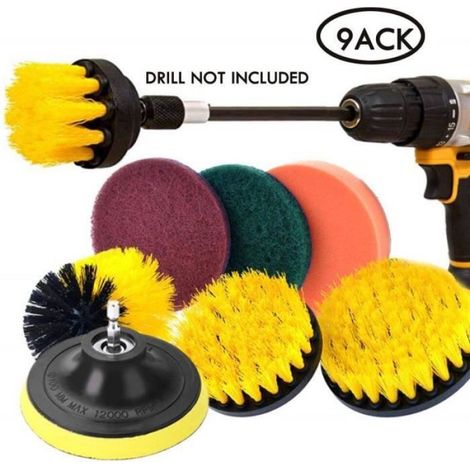 Brosse Pour Perceuse - 9 Pièces Ensemble Nettoyage Salle De Bain Cuisine - Compatible Perceuse Sans Fil Et Fil - Tige Acier 1/4 Pouces - 2 À 5 Pouces (1/4)