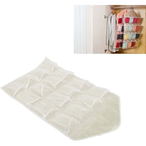 Aufbewahrungsregal mit 16 Fächern für Schuhe, Socken und Unterwäsche, ideal für eine ordentliche Aufbewahrung, zur Befestigung am Türrahmen, im Kleiderschrank oder zum Aufhängen von Taschen, beige. (1/5)