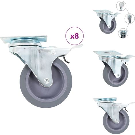 8 pcs Roulettes pivotantes 75 mm - Roulette Pivotante - Roulettes Pivotantes - Roulette De Chariot - Roulettes De Chariot (1/5)