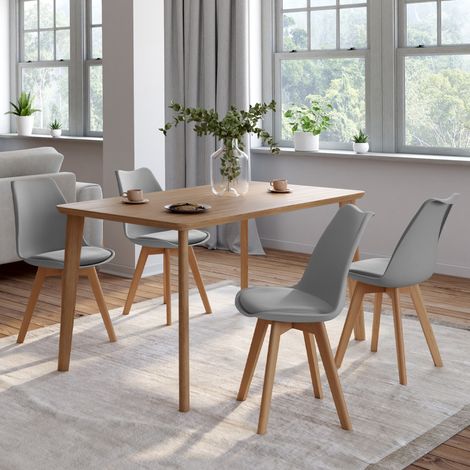 Lote de 4 sillas de comedor escandinavas SARA, gris claro