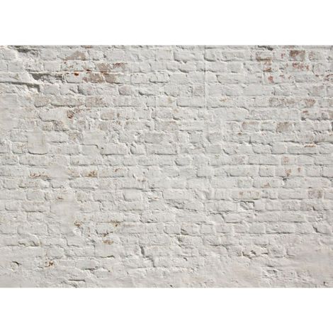 Papier peint panoramique idéal pour cuisine Tapisserie panoramique imitation mur de brique Papier peint panoramique moderne blanc (1/4)