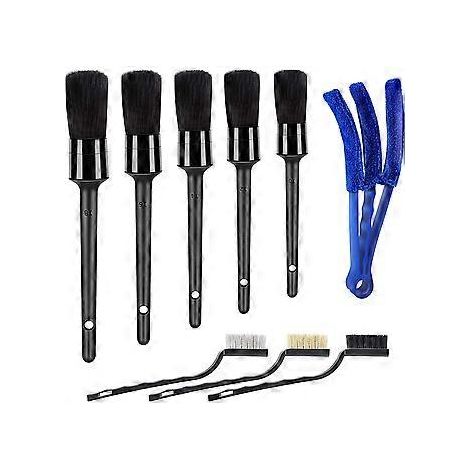 9-teiliges Autopflege-Set – Autoreinigungsbürsten – Detailbürste – Felgenbürsten – Schwarz, Blau