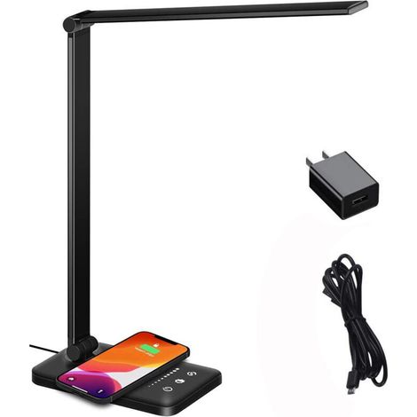 5V2A lampe de bureau de charge sans fil en alliage d'aluminium bureau pliant chambre chevet étudiant lecture LED lampe de protection des yeux (1/5)