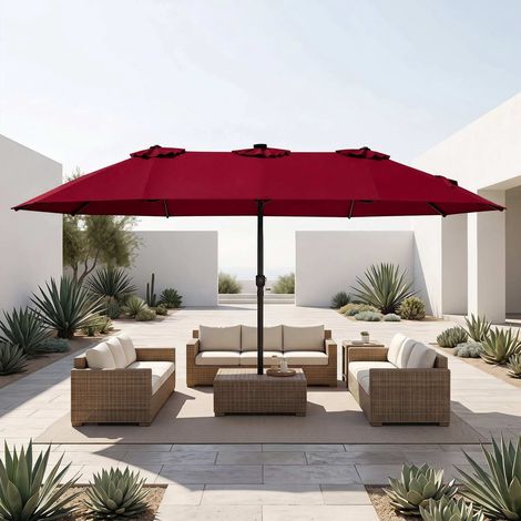 Extra-Large 15.5FT Patio Umbrella, Red, 144 LED Lights (1/2)