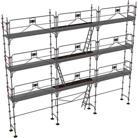Ponteggio 80m² : Struttura + Piani + Fermapiedi + Parapetto - MEKA48P-80-SPP