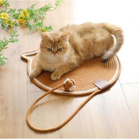 42 cm Tapis Griffoir Chat Grattoir Gratoir avec Jouet de Balle de Chat,Coussin à gratter pour Chat en Corde de Coton (1/4)