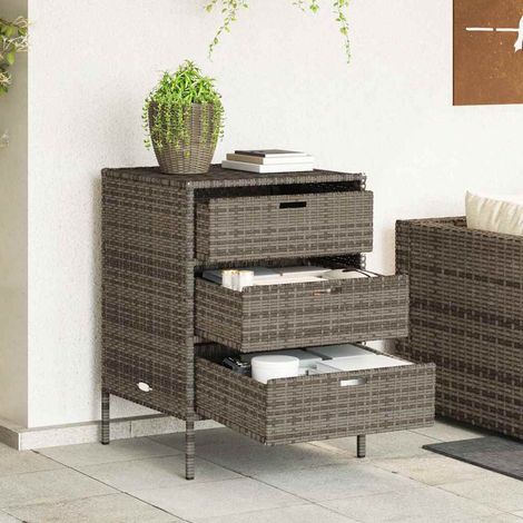 Armoire de rangement de jardin et 3 tiroirs-Meuble de stockage gris résine tressée 526479 (1/5)