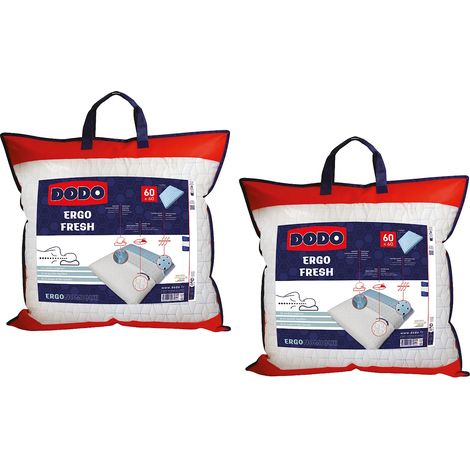 Lot de 2 oreillers DODO mémoire de forme effet fraicheur - 60x 60 cm - FRESH