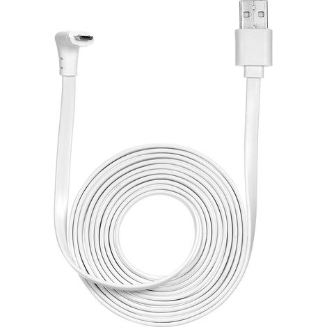 2M/6.6ft Charging Power Cable Fits for Arlo Pro, Arlo Pro 2, Arlo GO, Arlo Light Weatherproof Indoor/Outdoor Flat Cable Aluminium Alloy Micro USB Cable Charging/Power Cord without Plug, 1 Pack (White) (1/5)