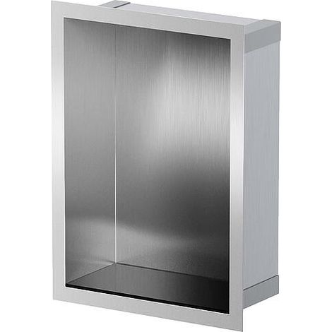 Niche murale pour douche avec cadre de montage et manchette d’étanchéité 234 x 324 x 100 mm, inox brossé (1/5)