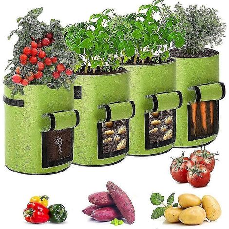 4er-Pack 7-Gallonen-Pflanzsäcke für Tomaten, Erdbeeren und anderes Gemüse. Pflanzsäcke für Kartoffeln und Gartenpflanzen.