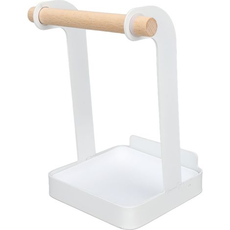 Multifunktionaler Topfdeckelhalter, rutschfester Abtropfständer aus Eisen, Holzständer, Küchenutensilienhalter, Pfannenwenderhalter, weißer Küchenorganizer (1/5)