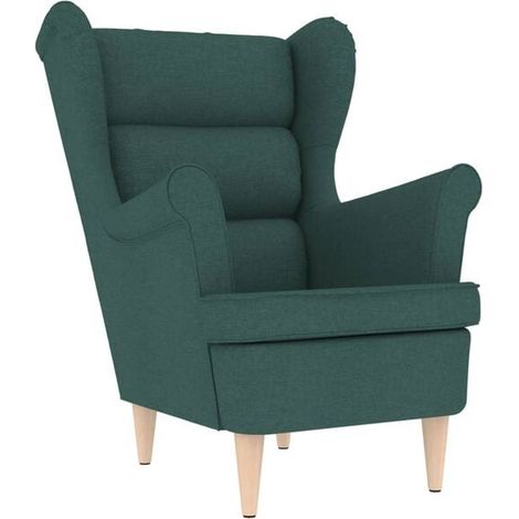 Fauteuil vert foncé, dimensions 74 x 84 x 100 cm, tissu (1/5)