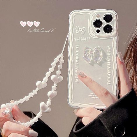 Handyhülle mit diagonalem Schultergurt, Nackengurt, Kette, niedlichem galvanisiertem Herzanhänger, für Mädchen oder Frauen, Armband, Halskette, stoßfeste Silikonhülle für iPhone 1 (1/5)