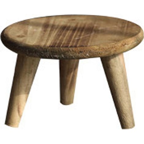 Taburete decorativo de madera maciza: soporte para plantas, balcón y oficina, diseño rústico y versátil.