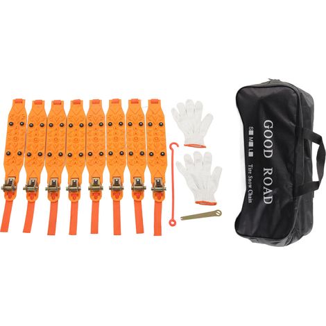 8 chaînes neige jaunes antidérapantes pour pneus 155-266 mm, auto, SUV, monospace (1/5)