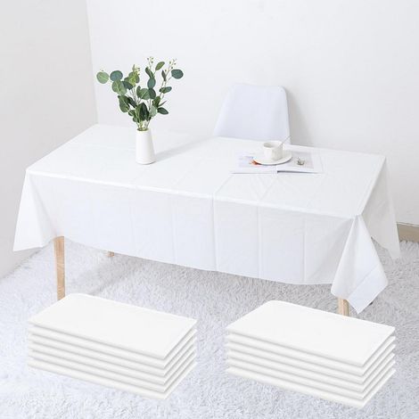 Lot de 12 nappes jetables 137x274cm Blanc Imperméable pour fêtes
