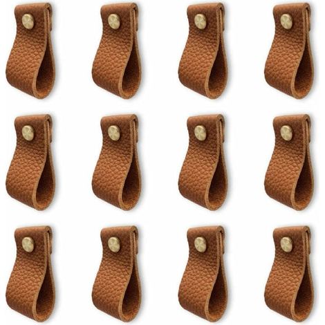 Poignées De Tiroir En Cuir - 12 Pièces - 25 mm Diamètre - Fixation Pour Panneaux De 15 À 25 mm D'Épaisseur - Pour Meubles De Chambre À Coucher Et Séjour (1/5)
