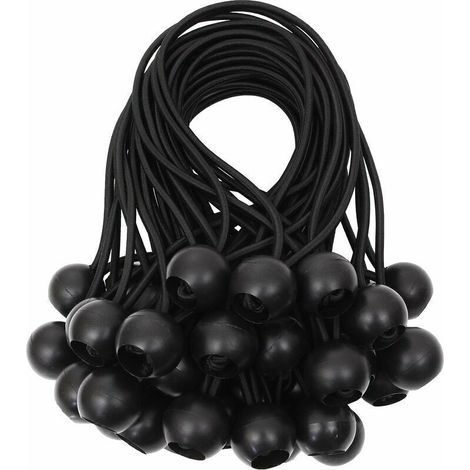 Planenspanner, Kugelgummiseile, elastische Gummiseile, Gummigummiseile für Banner, Planen, Pavillons, Zelte, Vorhänge, Verlängerungsgurte, Planenstützen, weiß, 15 cm (schwarz, 40 Stück) (1/4)