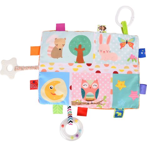 Lot doudou bébé couleur vive multifonction confortable livre en tissu lapin lune brun (1/5)