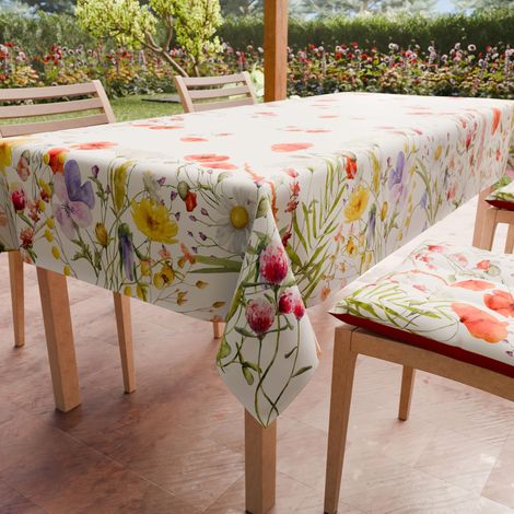 Nappe Anti-Taches Rectangulaire (140 x 240 cm) Couvre-Table de Cuisine, Motif Floral 10, X12 Places, 100% fabriquée en Italie (1/5)