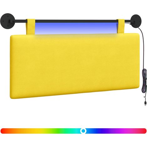 Hanging Headboard Light Yellow Corduroy Fabric vidaXL