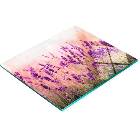 Tagliere da cucina in vetro temperato con grafica a lavanda, 60x52 cm (1/5)