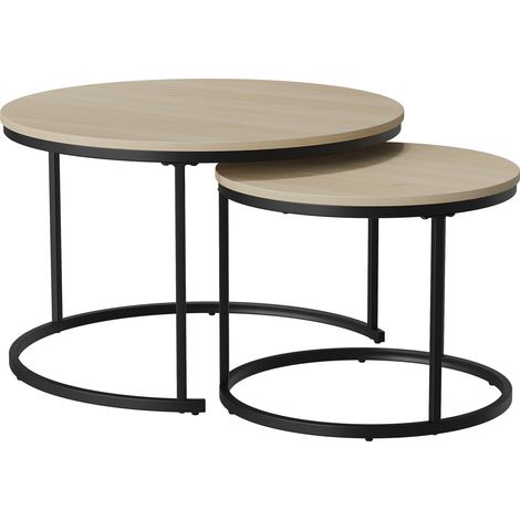 CAIziEnsemble de 2 tables basses gigognes de 70 cm, table basse ronde (1/5)