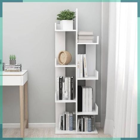 Bibliothèque - 808909 - Blanc - Bois d’ingénierie - 48 x 25,5 x 140 cm (1/5)
