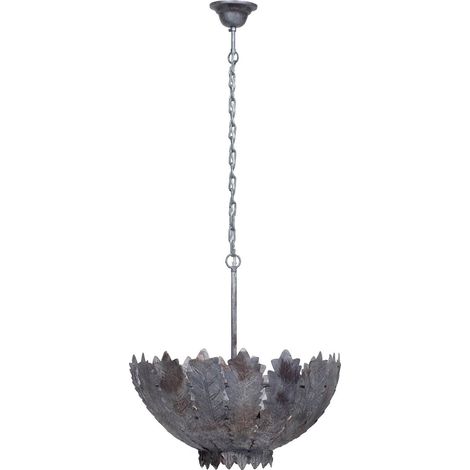Suspension métal feuilles d automne argentée design - argent vieilli patiné gris (1/3)