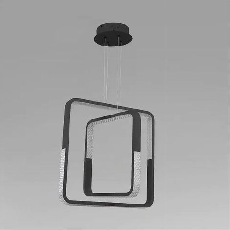 TrAdE Shop Traesio - Lampadario A Sospensione Led 64 W Quadrati Effetto Cristallo Moderno Nero 32194 - (1/3)