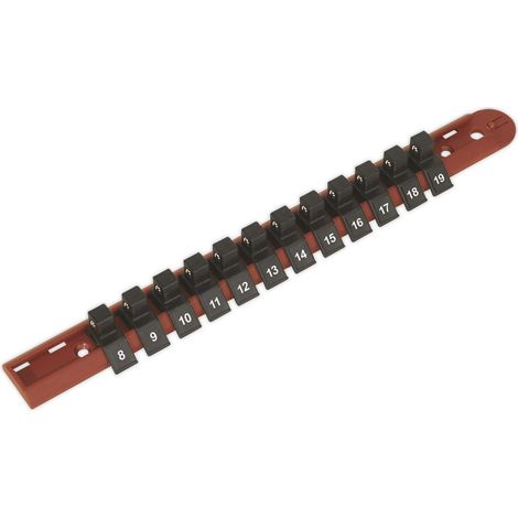 Sealey 3/8""Sq Drive Socket Retaining Rail with 12 Clips Composite AK3812