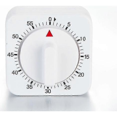 Minuteur de cuisine carré blanc de 60 minutes avec alarme et compte à rebours. Idéal pour la préparation des aliments et la pâtisserie. Sonnerie de 3 secondes. (1/5)