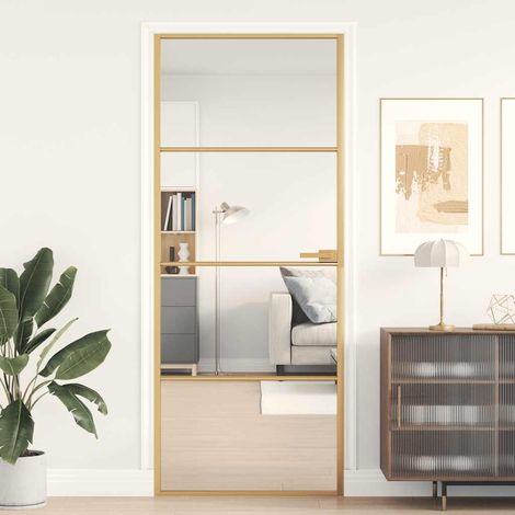 Porte intérieure Slim Golden, 83 x 201,5 cm, verre trempé et aluminium (1/5)