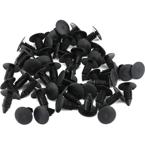 SJLERST Rivet Clips Plastique,50 pièces Clips Plastique Rivet Carrosserie Garniture Garniture de Retenue de Fixation de rivet Pare-chocs de Voiture Push Pin Clip Noir (1/5)