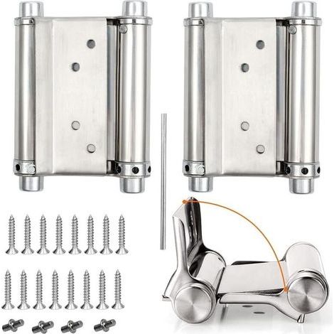 2Pcs Charnières De Porte De Saloon Gond Porte Battante Charnière À Ressort Apacité De Charge Jusqu'À 15 Kg 76Mm 3Inch (1/4)