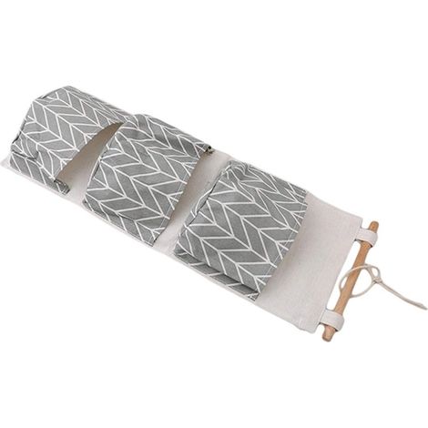 Sac de rangement suspendu haut, avec 3 poches, imperméable, gris, idéal pour chambre d'étudiant ou salle de bain. (1/3)