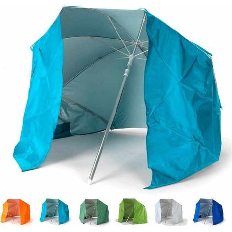 Ombrellone mare portatile moto leggero alluminio spiaggia tenda 200 cm Piuma - Azzurro