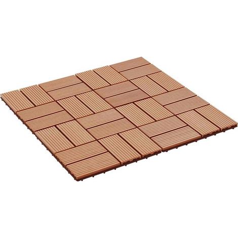 Dalles de terrasse, 22 pièces, couleur teck, 30 x 30 cm, WPC (1/5)
