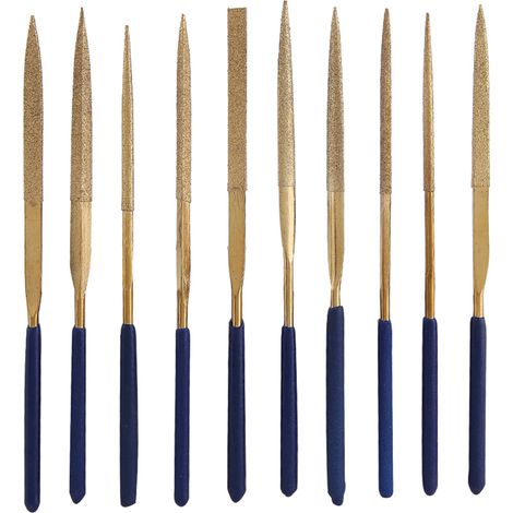Lime diamantée revêtue alliage titane, lot de 10 limes aiguilles de précision pour réparation et affûtage (1/5)